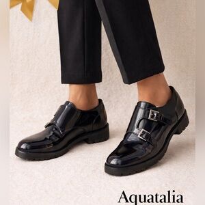 Aquatalia Black Patent Leather Loafers Size 10